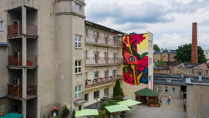 Powstaje nowy mural przy ul. 28 Pułku Strzelców Kaniowskich Powstaje nowy mural przy ul. 28 Pułku Strzelców Kaniowskich - fot. Stefan Brajter / UMŁ