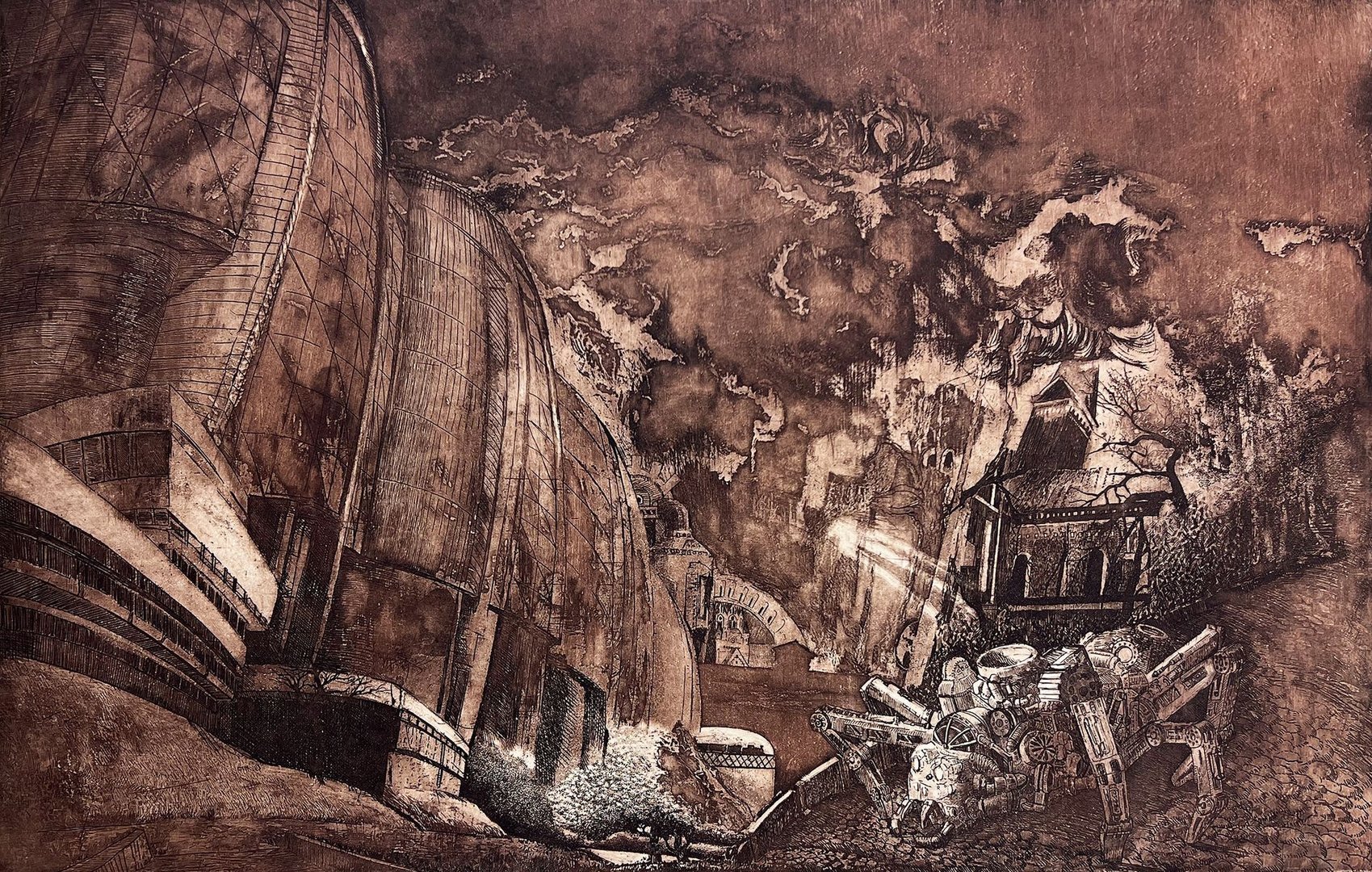 Andrei Tsybulski, Miasto fabryk, intaglio, 2019 Andrei Tsybulski, Miasto fabryk, intaglio, 2019