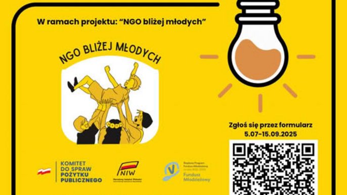 - Na obrazku widoczny jest plakat promujący konkurs "Be transparent" dla organizacji pozarządowych, organizowany w ramach projektu "NGO bliżej młodych". Kolorystyka plakatu jest żółto-czarna, co przyciąga uwagę i nadaje mu nowoczesny wygląd.